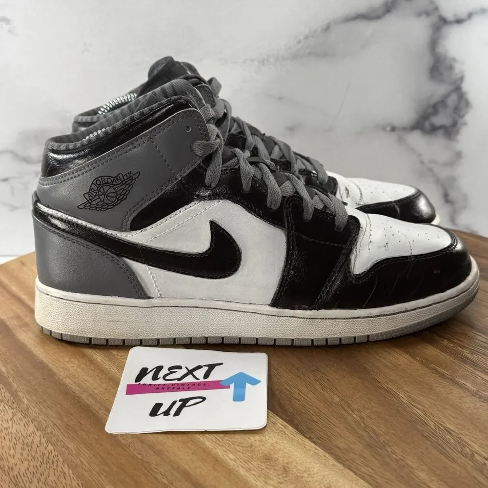 Youth size 6.5-Nike Air Jordan Mid Black Grey White Sneakers Shoes Big Boys